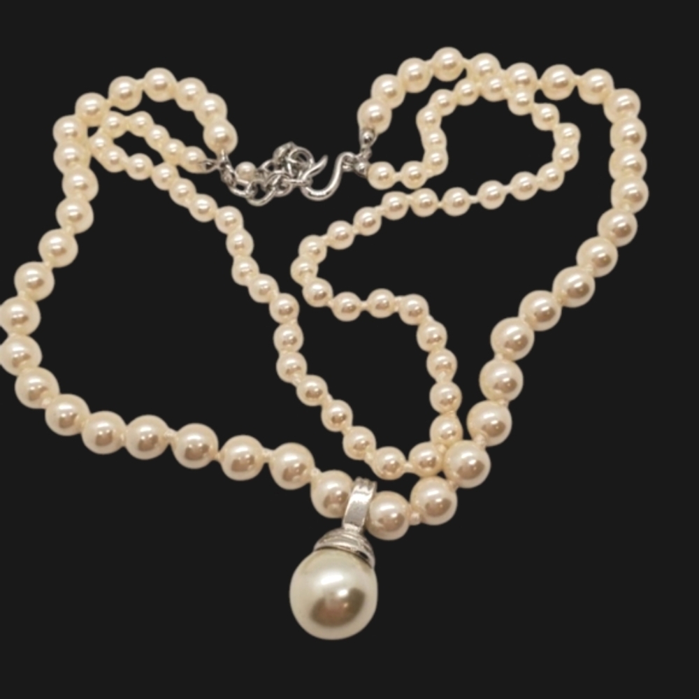 Pearl Necklace large Pearl Pendant Glass 7 layers Pearlizat…